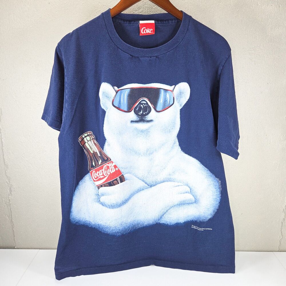 Vintage 90s Coca Cola Polar Bear Sunglasses Always Single Stitch Tee Sz L